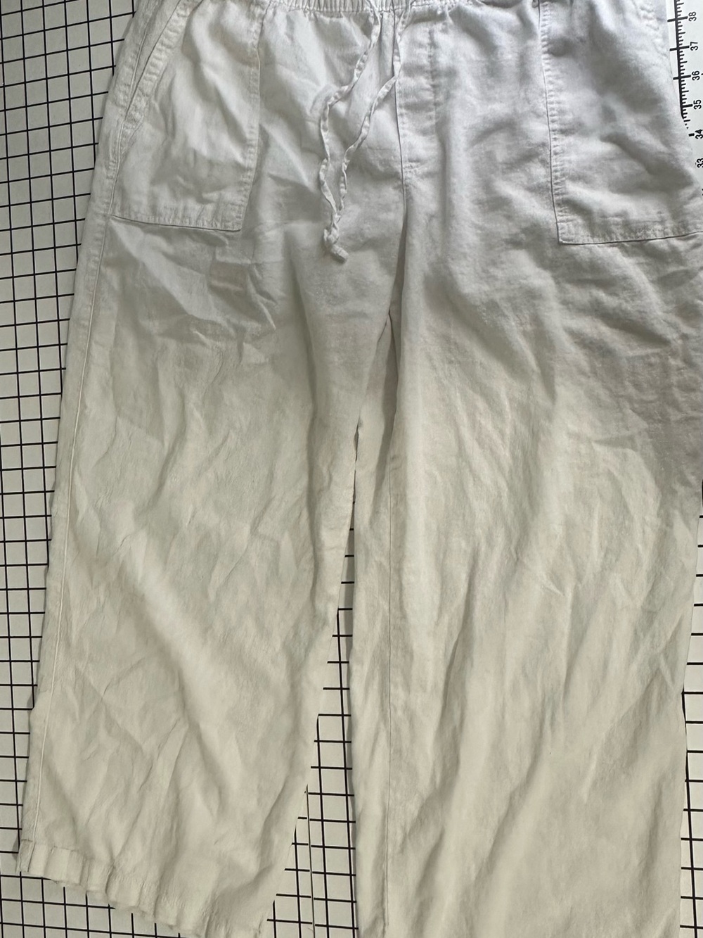 GAP White Linen-Blend Drawstring Pants